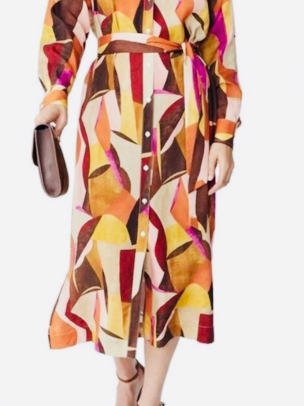 J. McLaughlin Mallory Dress Vibrant Abstract Geometric Print Size L NWT